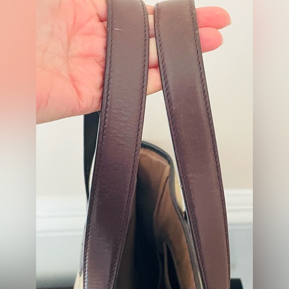 Timeless Classic Y2K Ralph Lauren Khaki Canvas And Dark Brown Leather Large Tote - Picture 14 of 15